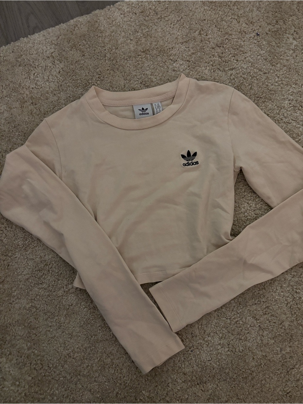 adidas Women's Light Pink Long Sleeve Crop Top